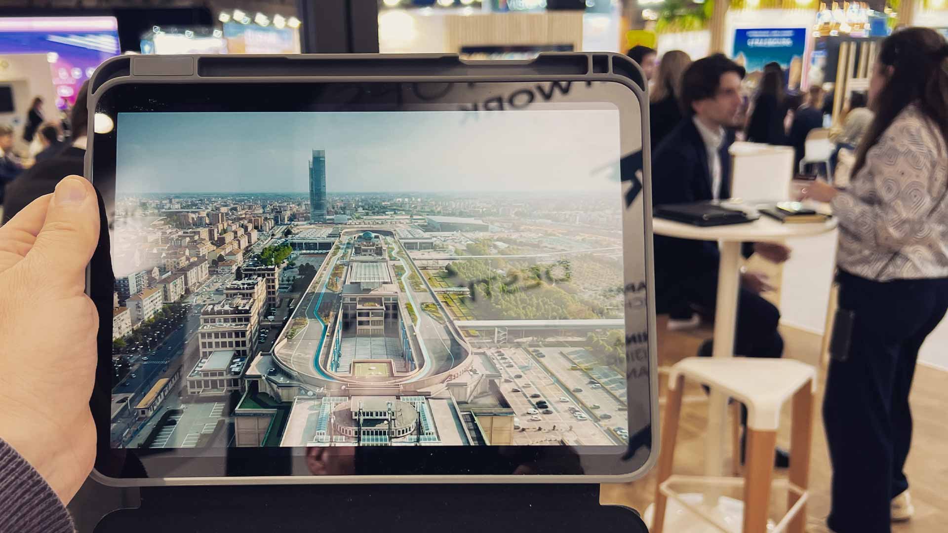 An ipad with a image of an industrial unit in Turin