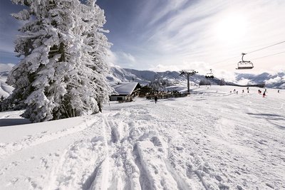 ski piste in fresh snow