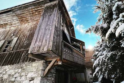 Old barn in mountain village