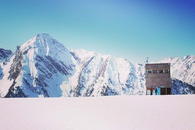 Modern building on a ski slope