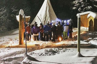 Teepee evening on the snow