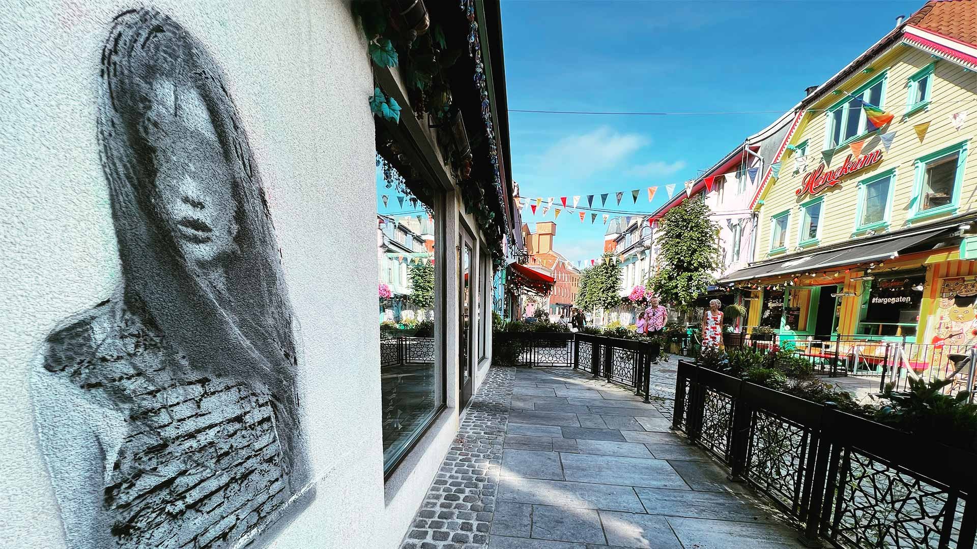 Mural of woman on wall in stavanger