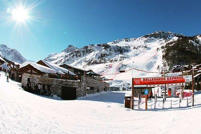 View of the lower slopes of a ski area