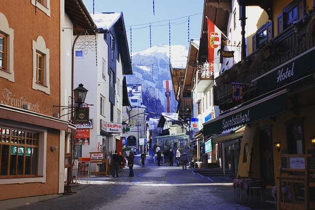 shopping street in a mountain resort